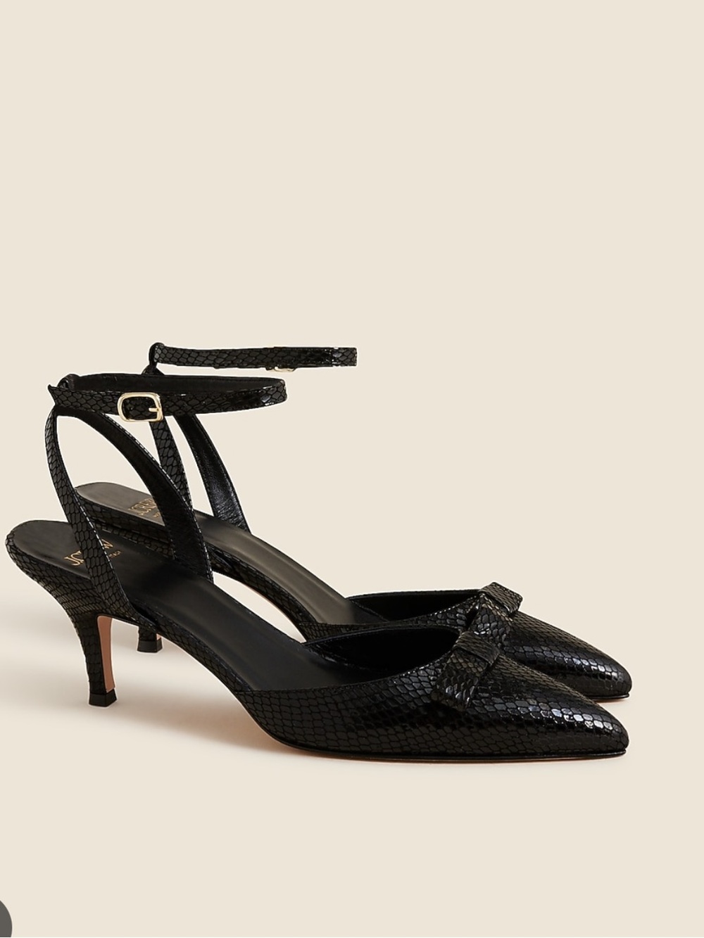 J. Crew Colette bow Pumps Heels in snake-embossed leather size 6.5